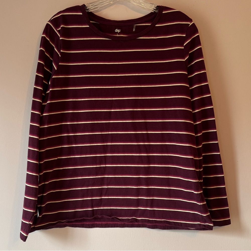 Dip Burgundy/Maroon Organic Cotton Striped Top